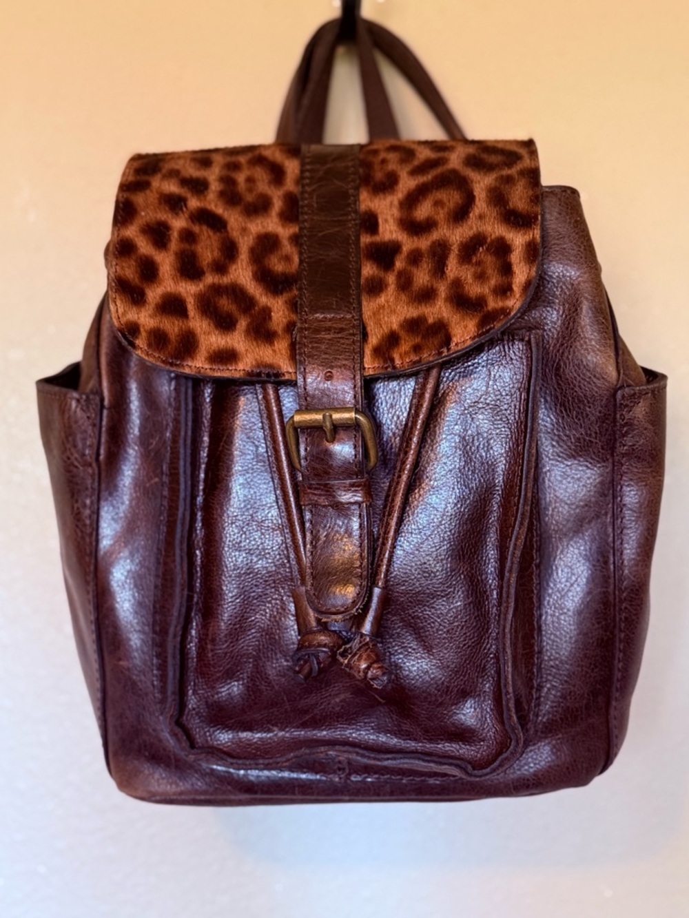 Patricia Nash Leather Aberdeen Leopard Haircalf Backpack